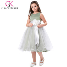 Grace Karin sin mangas de raso de tul princesa vestido vestido de fiesta de la boda vestido de fiesta vestido de niña flor 2 ~ 12 años CL008983-3